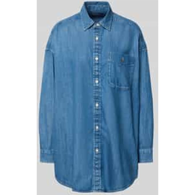 Oversized overhemdblouse in denimlook