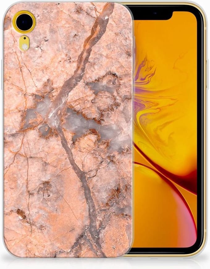 Apple iPhone Xr TPU Siliconen Hoesje Marmer Oranje