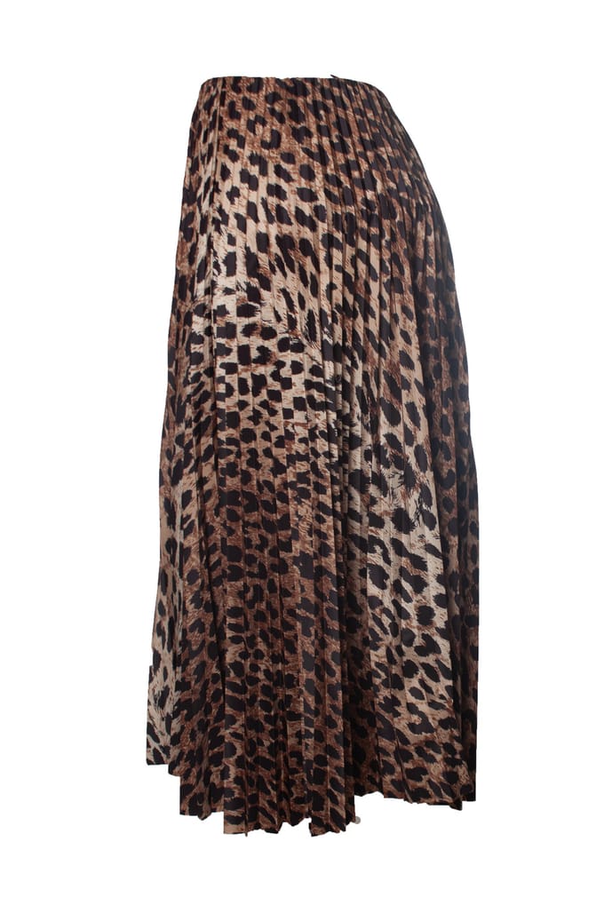 leopardprint zijden geplooide midi rok