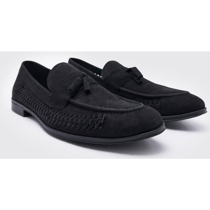 Faux Suède Gevlochten Loafer | Black | Size 42