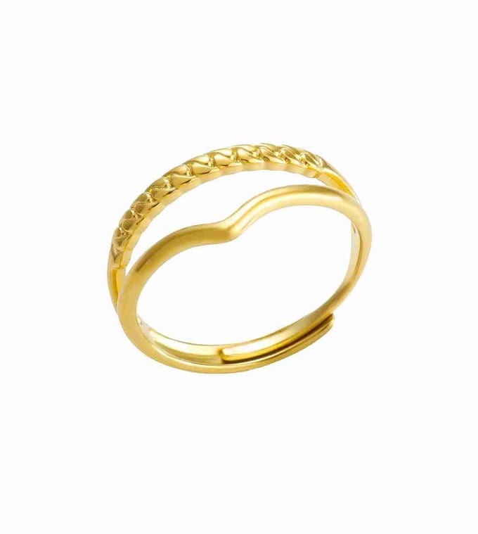 WeLoveSilver - Goudkleurige ring - Chirurgisch staal - V-vormig design