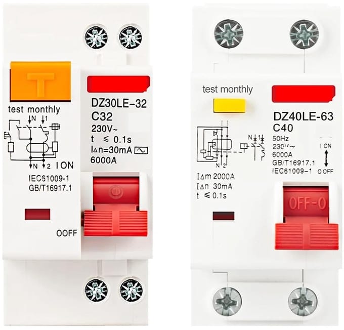 Aardlekschakelaar - Stroomonderbreker - Elektrische Beveiliging - 1P+N - 6-63A - Grijs