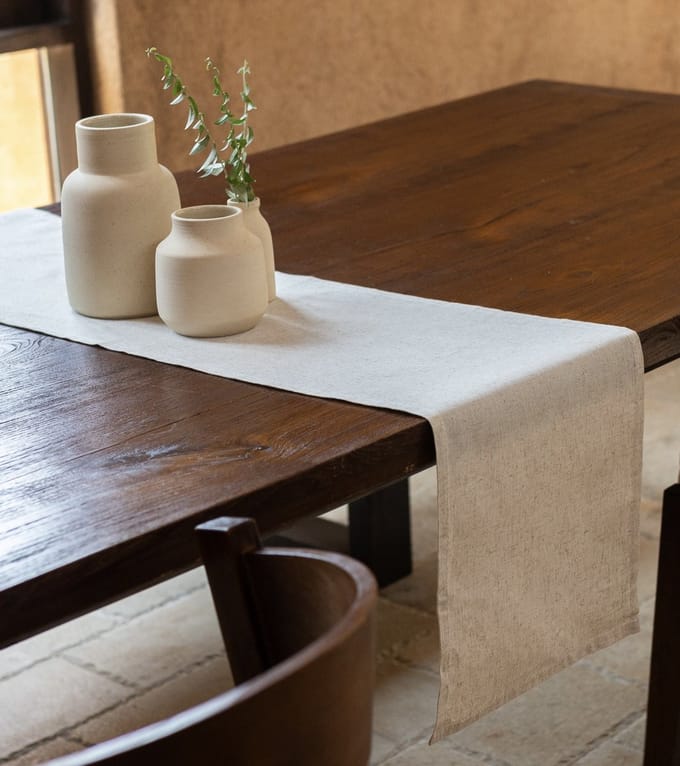 Tafelloper 150 x 30 cm – Tablerunner – Linnen Blend – Beige