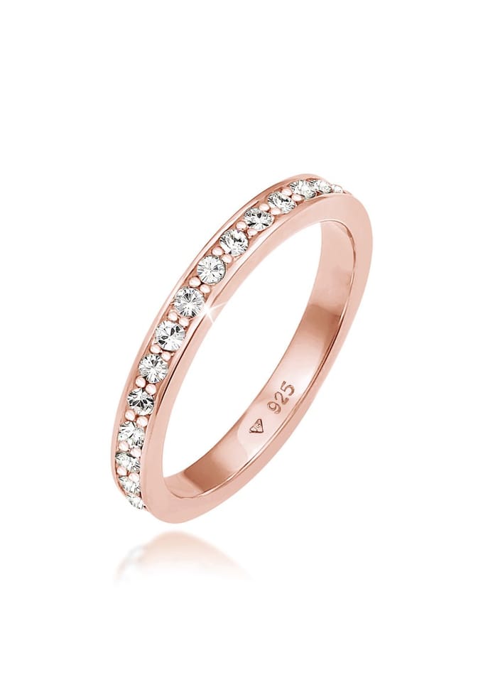 Elli damesring 925 zilver 28 kristal 56 Roségoud 32020151