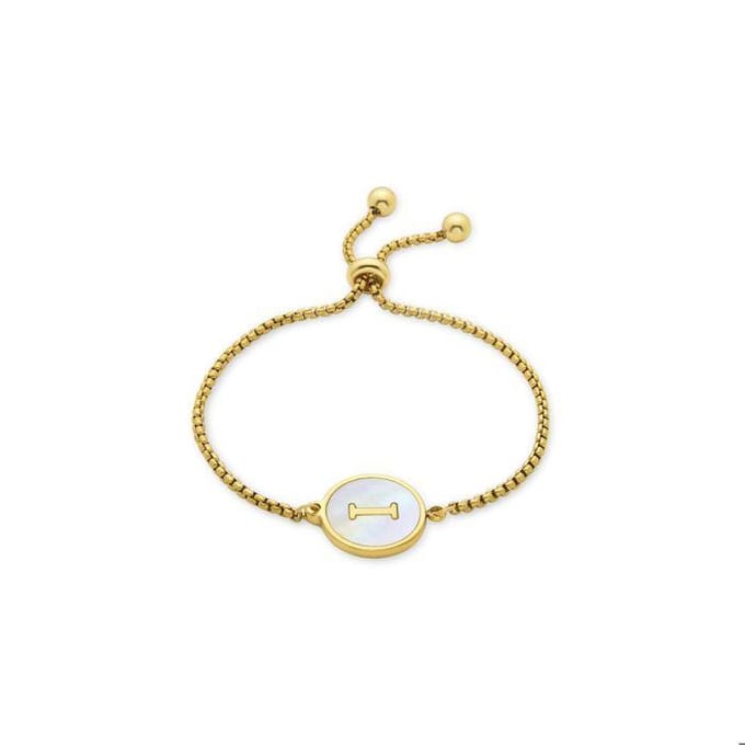 Bracelet - LUXENTER - Alphabet I - Nacre blanche - finition or jaune 18K - Femme blanc