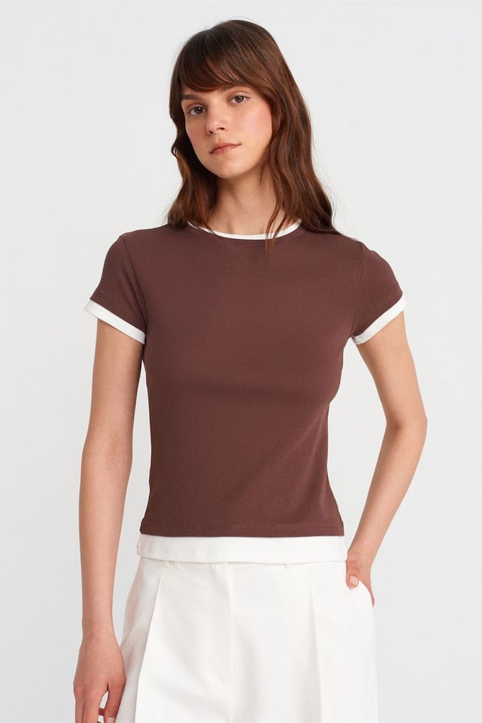 Dames Slim Fit Katoenen Rondhals T-Shirt
