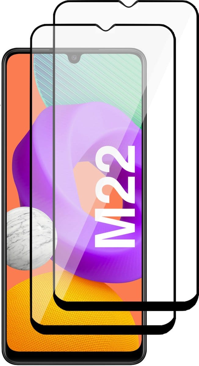Screenprotector geschikt voor Samsung Galaxy M22 - Full Beschermglas Screen Protector - 2 Stuks