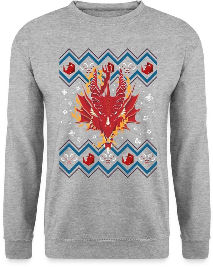 Dungeon & Dragons DND Drakenkop Ugly Christmas Sweater Heren