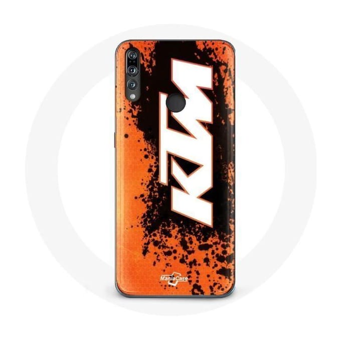 Coque - KTM - Huawei P30 Lite - Souple - Orange - Logo blanc blanc