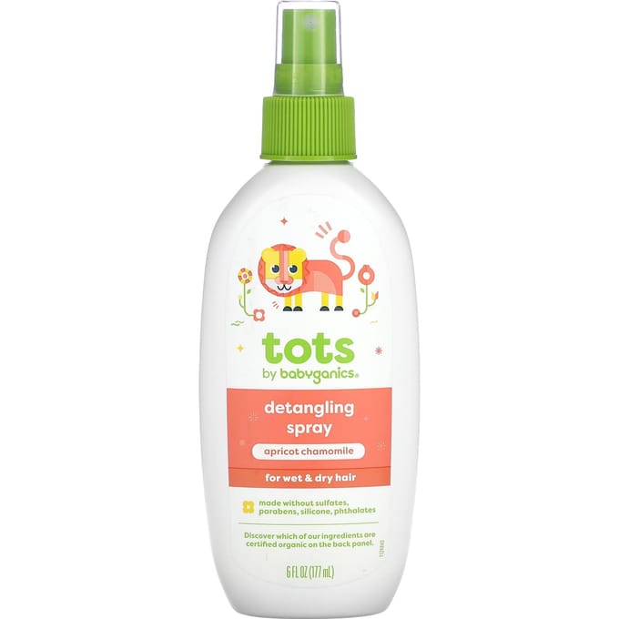 Babyganics, Spray Démêlant pour Tout-Petits, Abricot Camomille, 6 fl oz (177 ml) green