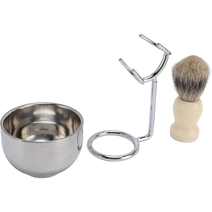 Scheerkwast Set Roestvrij Staal Houder Zacht Haar Scheerkwast Kom Houder Set voor Mannen gray