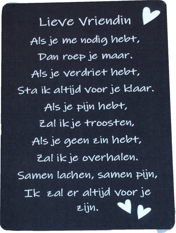 Tekstbord Lieve vriendin