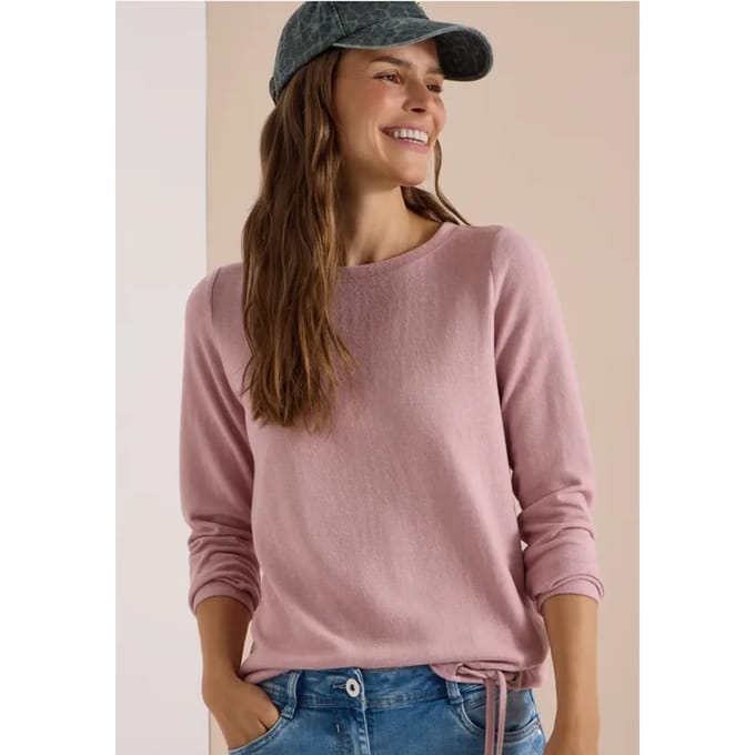 Shirt met lange mouwen, boothals en trekkoord