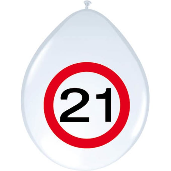 21 Jaar Verkeersbord Ballonnen - 8 stuks