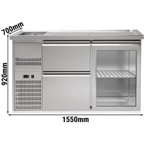 GGM Gastro Biertheke Premium PLUS - 1550x700mm - 1 Glastür & 2 Schubladen