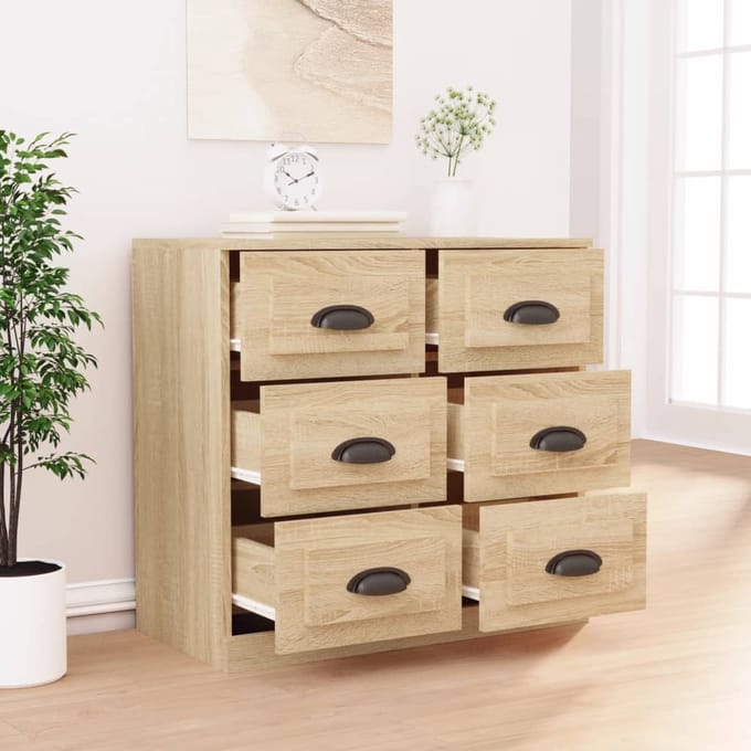 vidaXL - Dressoir - 70x35,5x67,5 - cm - bewerkt - hout - sonoma - eikenkleurig