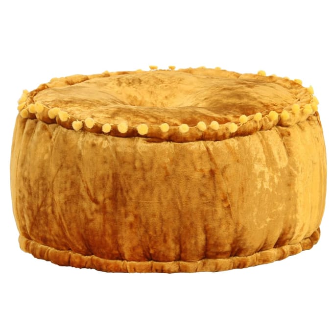 vidaXL - Poef - rond - 40x20 - cm - fluweel - mosterdkleurig