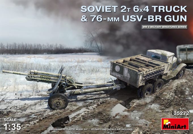 Miniart - Soviet 2 T 6x4 Truck With 76 Mm Usv-br Gun (Min35272) - WWII Sovjet Tank Modelbouwkit
