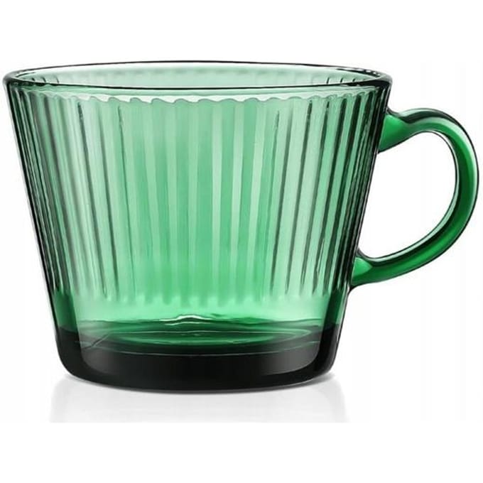 ECARLA Geribbelde Mok 380ml Flesgroen - Elegant Glaswerk
