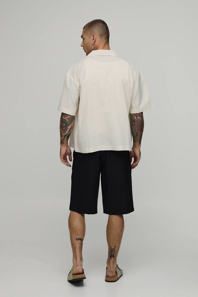 Baggy Fit Half & Half Taille Cargo Shorts | Black | Size Small