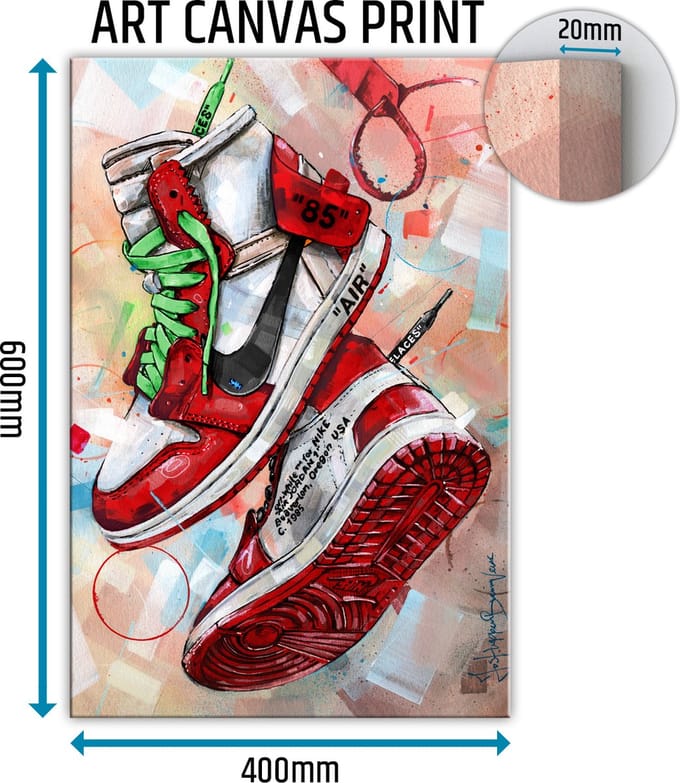 Sneaker canvas Off White Chicago - green laces 40x60 cm