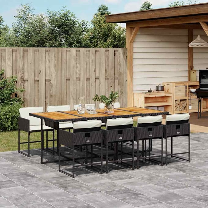 vidaXL - 9-delige - Tuinset - poly - rattan - zwart