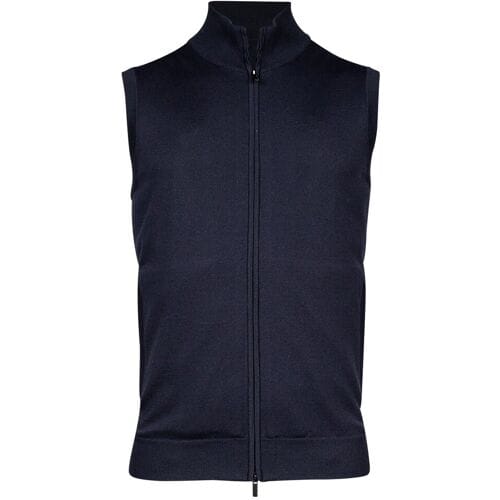 Thomas Maine Vest Cardigan Zip No Sleeve Double Knit Inner Cotton Layer Navy / male