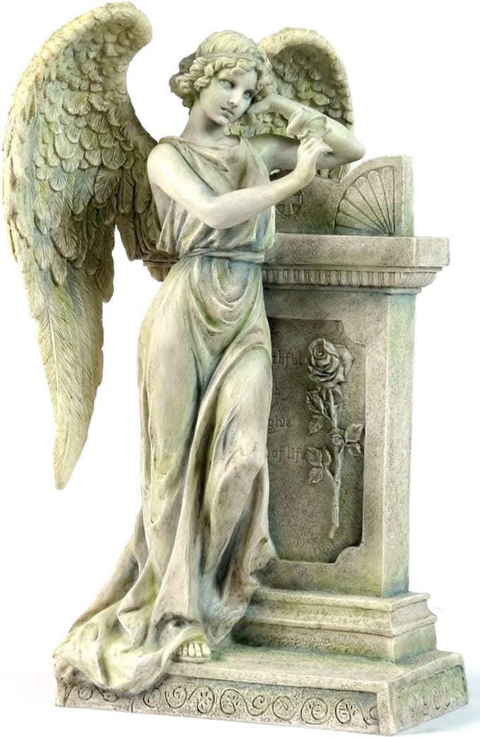 Veronese Design beeld/figuur - Leunende Engel (hxbxd) ca. 27cm x 15cm x 14cm