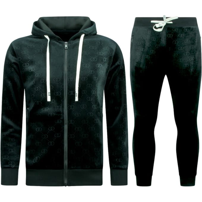 Trainingspak Heren - Dik Geweven Joggingpak Heren - Teddy Huispak Heren - 11893 - Zwart