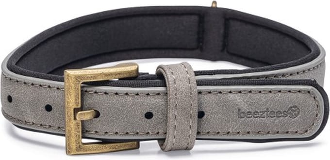 Beeztees Balacron Ax Halsband Hond - Kunstleer - Grijs - 31-39 cm x 20 mm