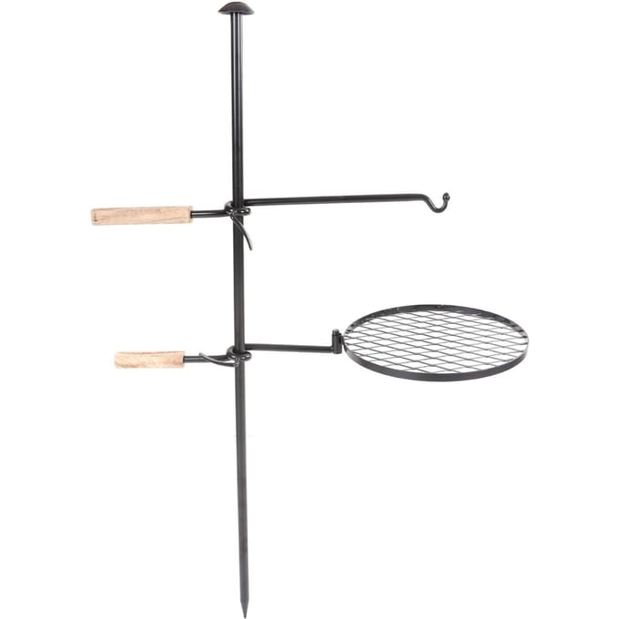 Buiten Barbecue Grill Stand Monterbaar Gietijzeren Grillrooster en Arm Set voor Kamperen Picknick gray