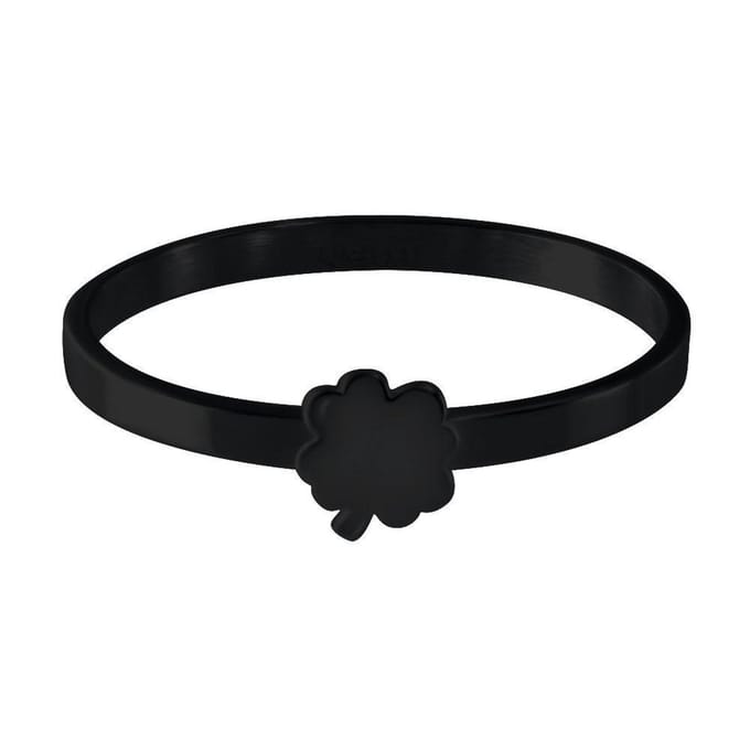 Quiges Stapelring Dames - Vulring Klaver - RVS Zwart - Maat 20 - Hoogte 2mm