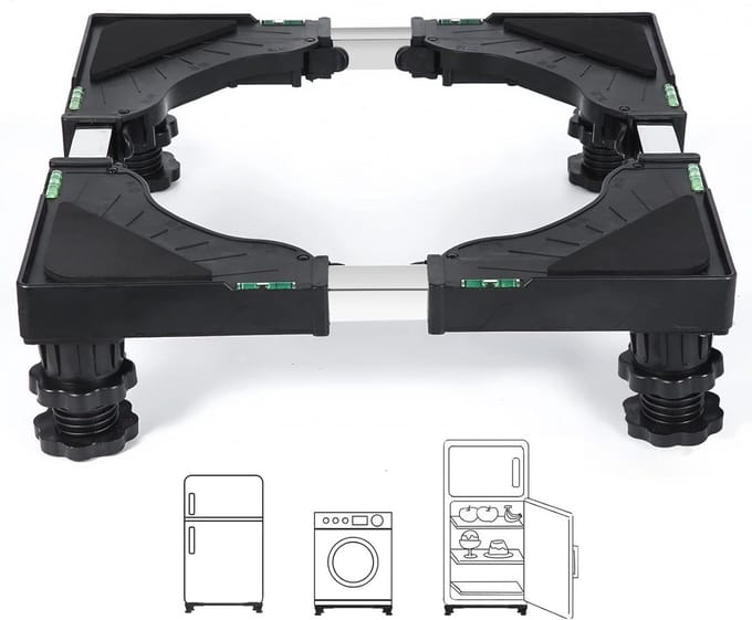 Verstelbare Mini Koelkaststandaard - Multifunctionele Basis voor Wasmachine en Droger (Zwart)