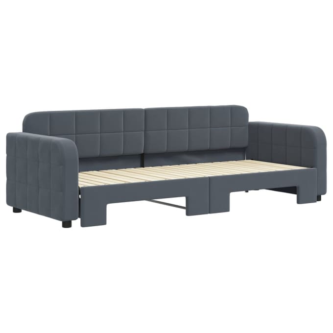 vidaXL - Slaapbank - met - onderschuifbed - 80x200 - cm - fluweel - donkergrijs