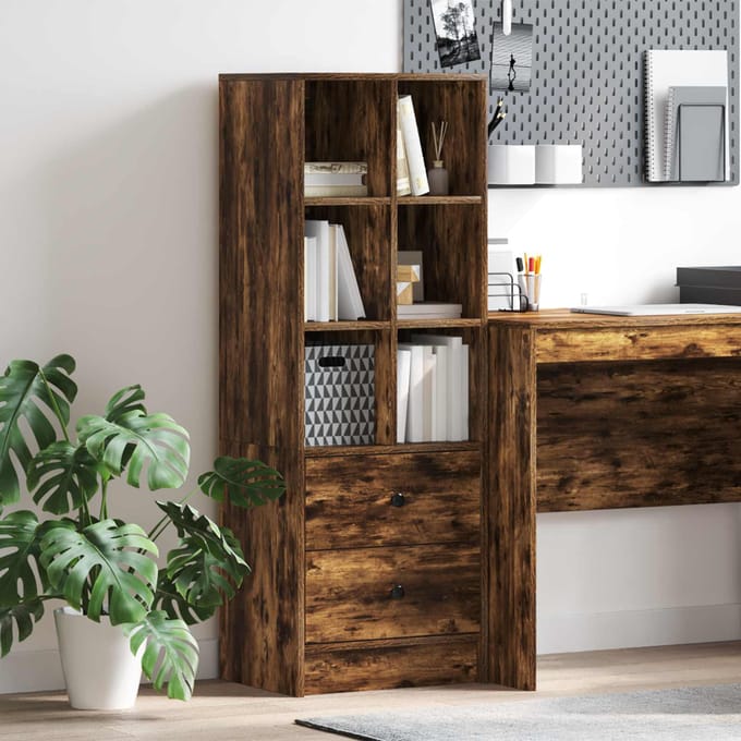vidaXL - Highboard - met - lade - Rook - Eiken - 45,5 - x - 34 - x - 127 - cm