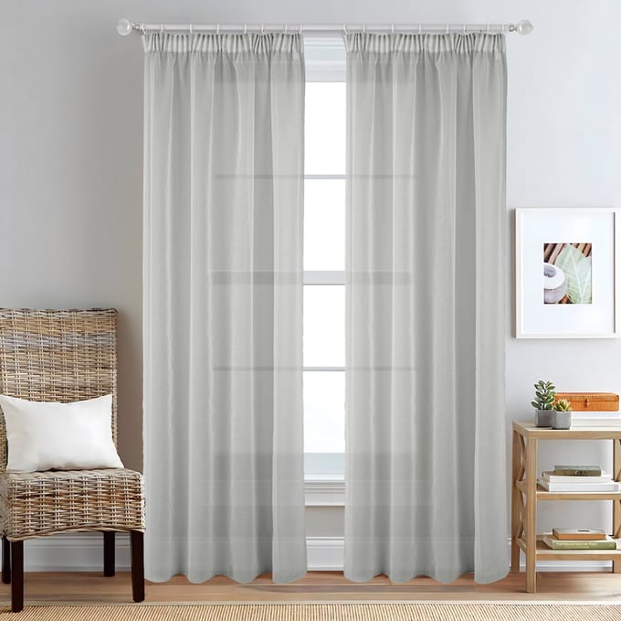 SB Line Transparante Vitrage Gordijn – 140 x 260 cm – Met Plooiband – Grijs
