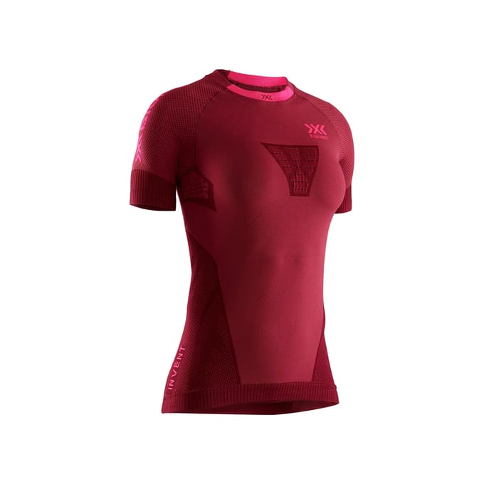 X-Bionic Invent 4.0 Hardloopshirt Korte Mouw Dames - Namib Red/Neon Flamingo - Maat S