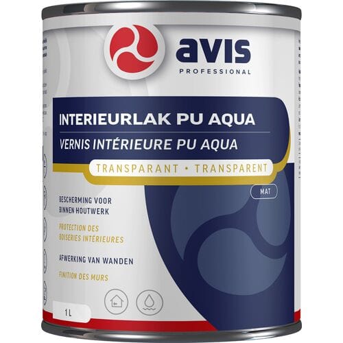 Avis Interieurlak PU Aqua 1L Mat Transparant Kleurloos