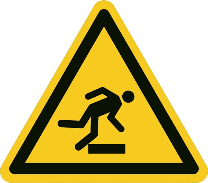Struikelgevaar sticker 200x200 mm - vinyl - ISO 7010 W007