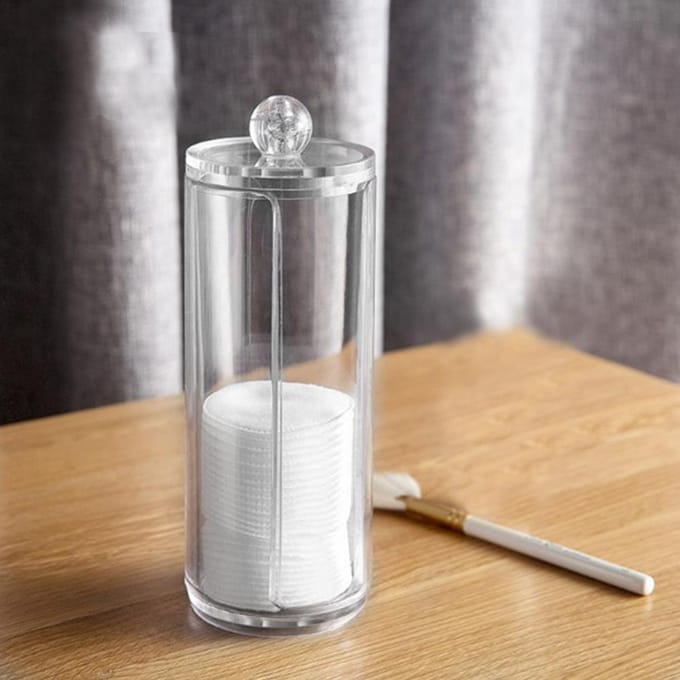Transparante Ronde Acryl Wattenstaafjes Opbergdoos Organizer Puff Houder Container white