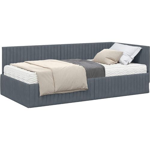 vidaXL - Hoekbedframe - met - Matras - 2 - st - Donkergrijs - 100 - x - 200 - cm - Fluweel