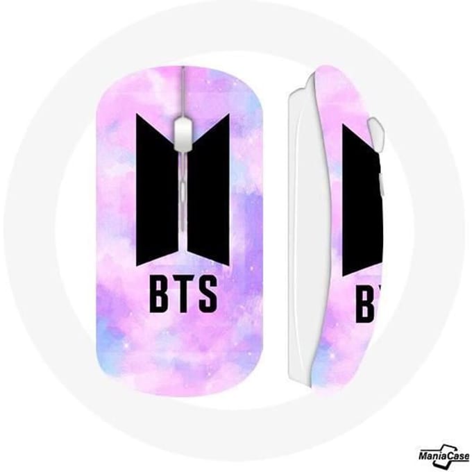Souris Sans Fil - MANIACASE - BTS Logo - Couleurs Violet, Bleu, Rose - USB Wifi - Compatible Mac et PC