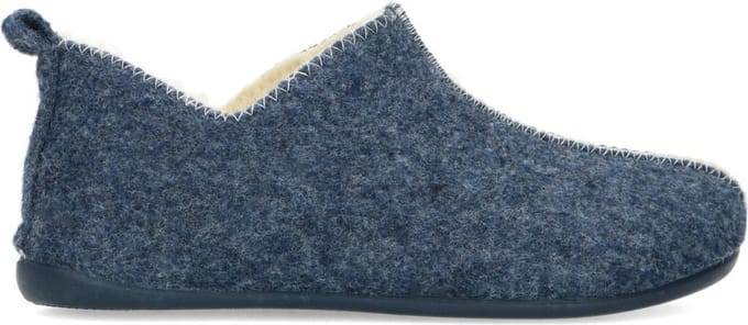 Manfield - Heren - Blauwe pantoffels met wol - Maat 41