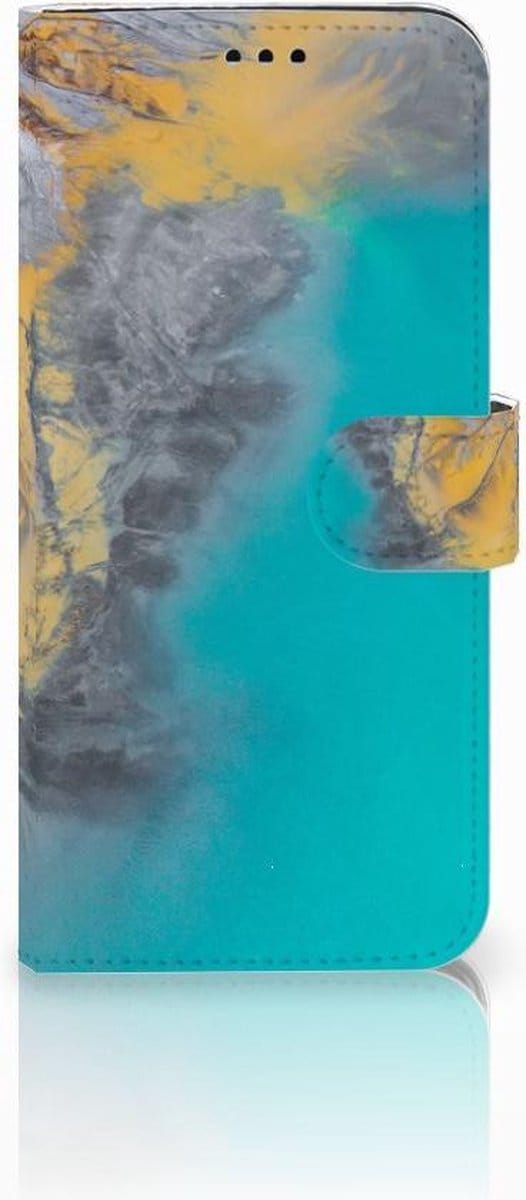 Book Case voor Samsung Galaxy S9 Plus Bookcase Marble Blue Gold