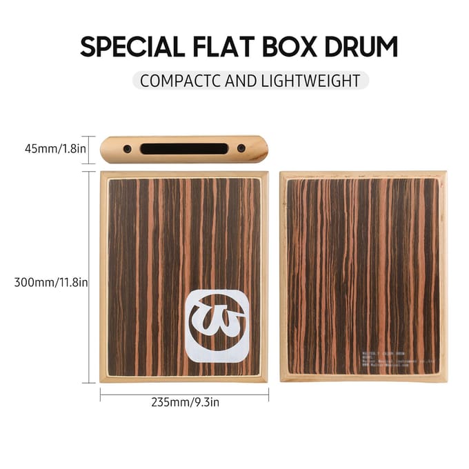 Walter Compact Travel Cajon Box Drum Platte handtrommel percussie-instrument met verstelbare snaren bruin