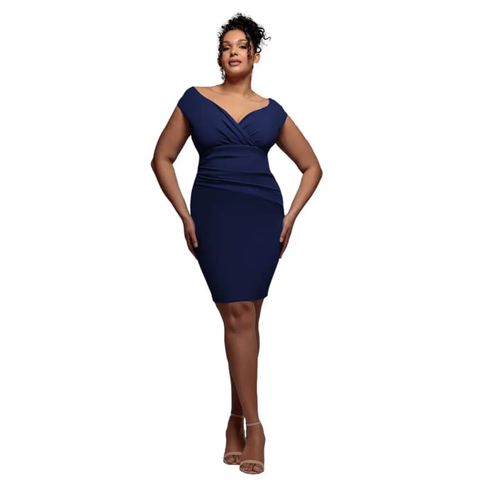 Off-shoulder jurk dames Goddiva Plus Midi