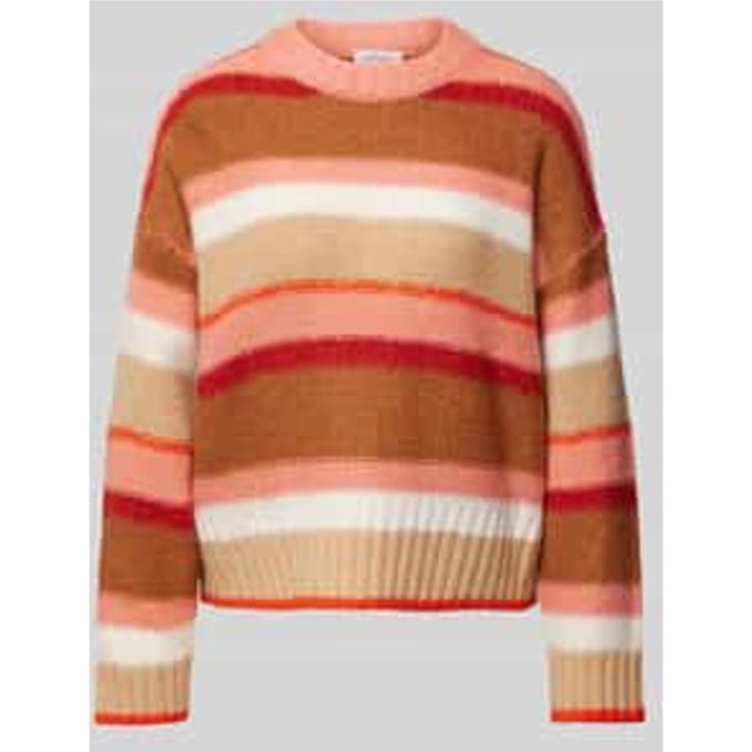Relaxed fit gebreide pullover met wol en streepmotief