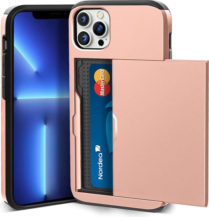 Backcover geschikt voor Apple iPhone 13 Pro - Roze - Hard PC - Pasjeshouder