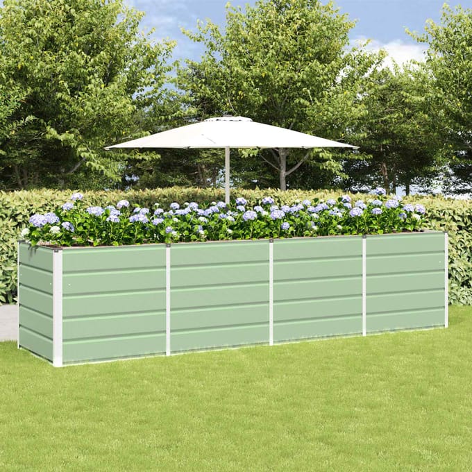 vidaXL - Plantenbak - Groen - 320 - x - 80 - x - 75 - cm - Staal