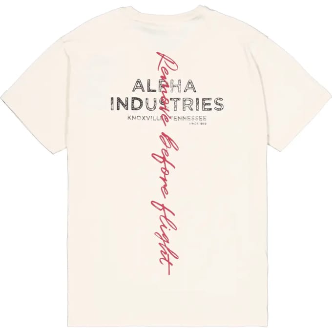 T-shirt met handtekeningopdruk op de achterkant Alpha Industries
